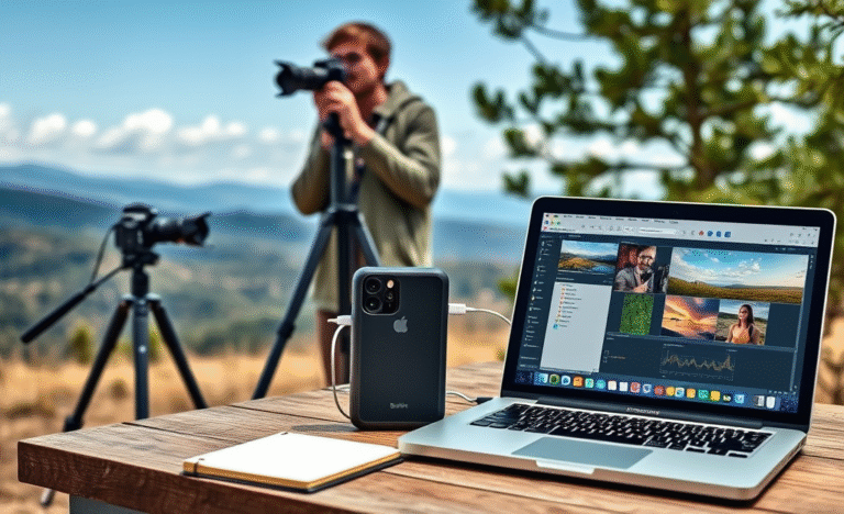 Photographer using Belkin PowerGrip to power devices during a shoot